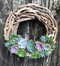 Load image into Gallery viewer, Driftwood Succulent Wreath