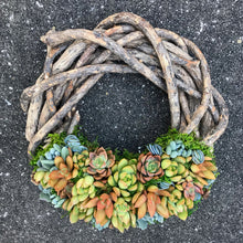 Load image into Gallery viewer, 13" Wooden Succulent Wreath